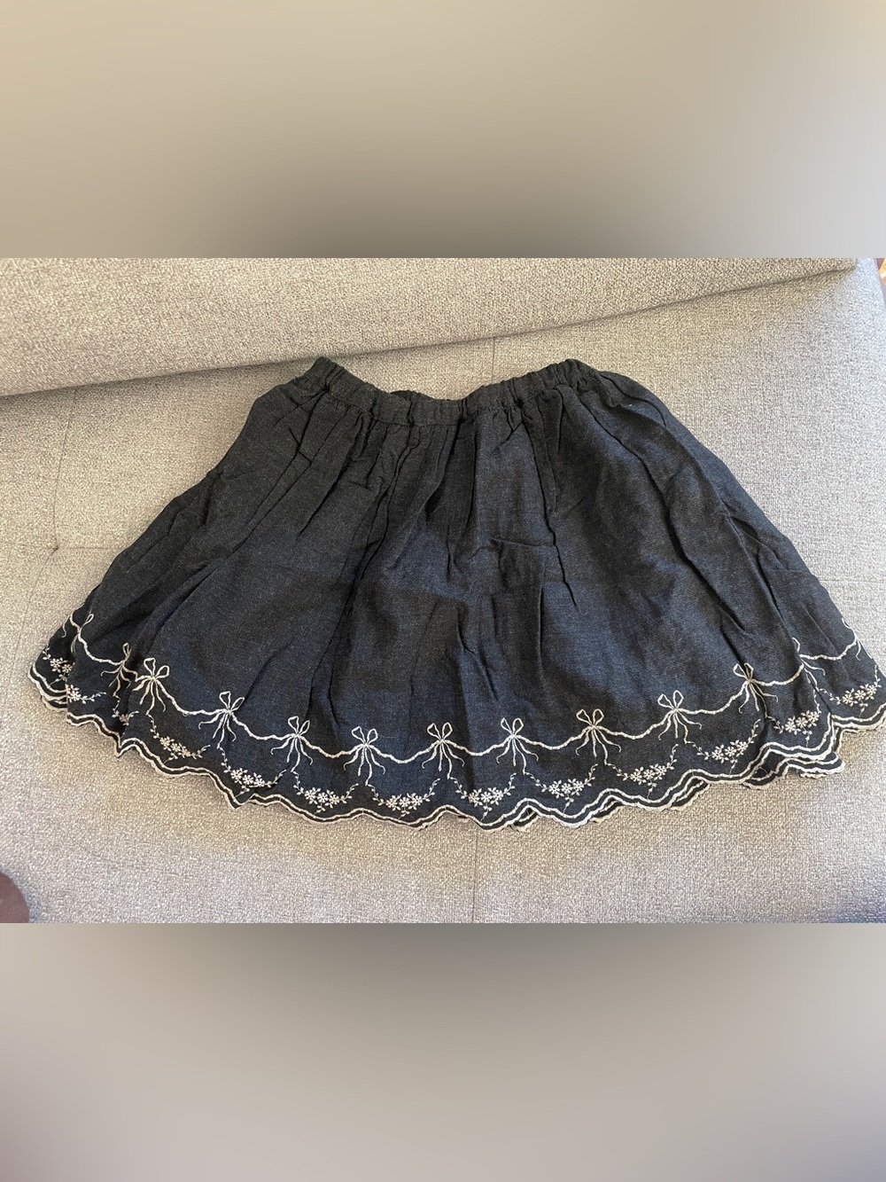 NWT Jacadi Embroidered Black Viscose +Cotton lined skirt little girl 6years